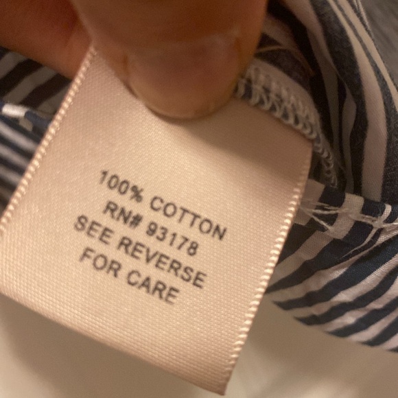 Philosophy Navy Striped Bell Sleeve Blouse With Pearls M - Picture 7 of 8